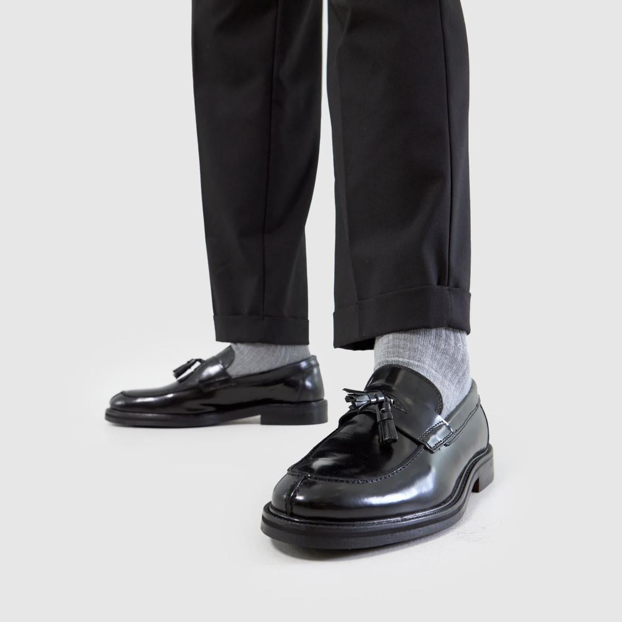 Rise Leather Tassel Loafer in Black